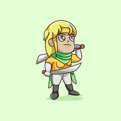 Fototapeta premium Cartoon brave warrior boy illustration