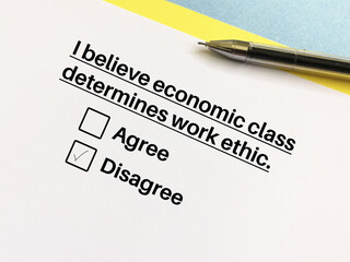 Obraz premium Questionnaire about social inequality