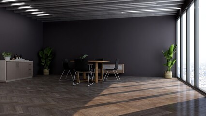 Obraz na płótnie Canvas 3d office minimalist room with wooden design interior