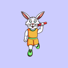 Cartoon rabbit is running illustration