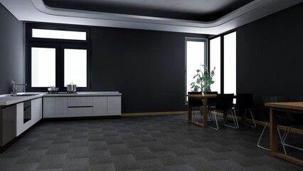 office pantry area 3d render interior design