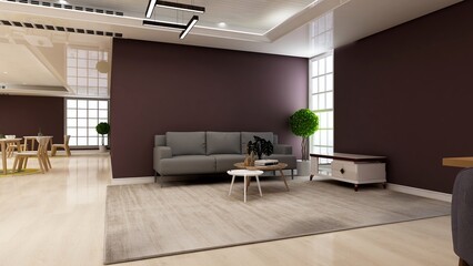 modern office lobby waiting room for company logo mockup