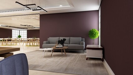 modern office lobby waiting room for company logo mockup