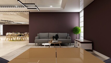 modern office lobby waiting room for company logo mockup