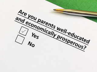 Questionnaire about social inequality