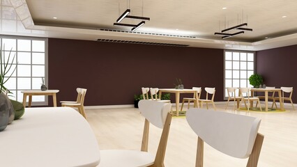 luxury restaurant bar cafe 3d design interior for wall mockup