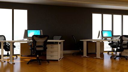 blank wall in office room for company logo mockup