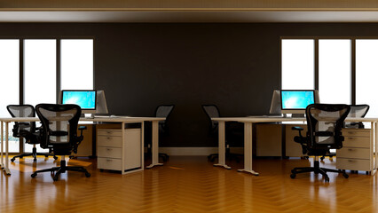 blank wall in office room for company logo mockup