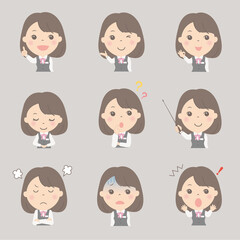 女性の上半身イラストセット（OL）