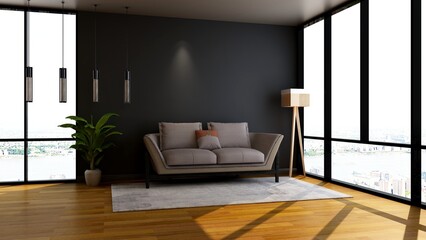 office wooden lobby waiting room for company wall logo mockup