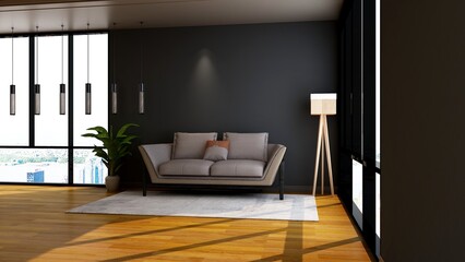 office wooden lobby waiting room for company wall logo mockup