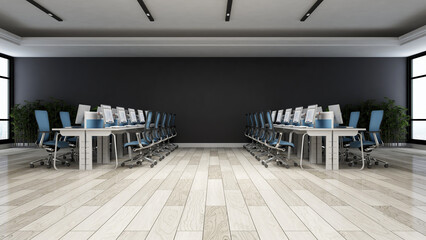 blank wall in office workspace room for company logo mockup