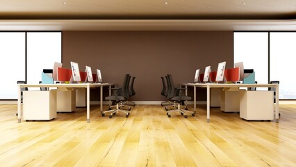 blank wall in office workspace room for company logo mockup