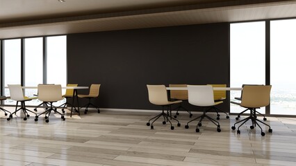 blank wall in office workspace room for company logo mockup