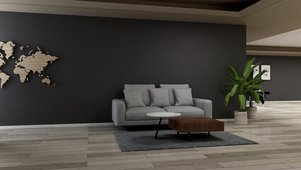 office wooden lobby waiting room for company wall logo mockup