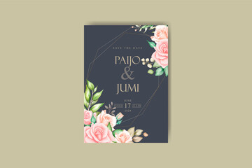 elegant wedding invitation card with beautiful watercolor