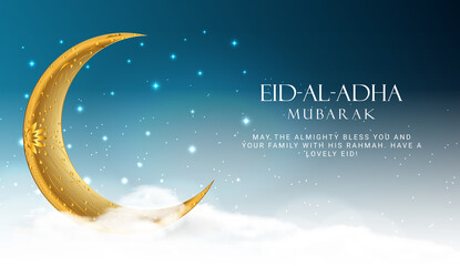 Obraz na płótnie Canvas Eid Al Adha. Eid mubarak islamic greeting card , poster. Illustration