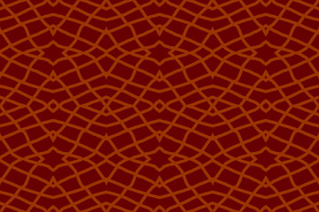 Golden brown seamless fabric pattern is endless interlacing lines on a red background, for retro fabric pattern, African fashion pattern.