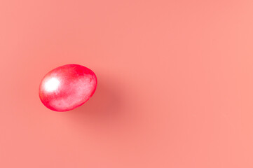 pink Easter eggs on pink background, banner