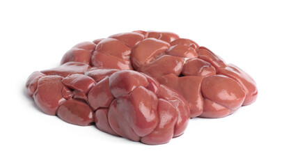 Fresh raw kidney meat on white background
