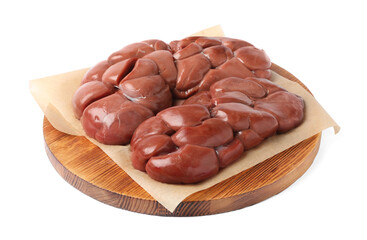 Fresh raw kidney meat on white background