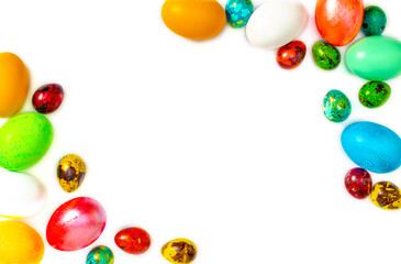 pink Easter eggs on pink background, banner