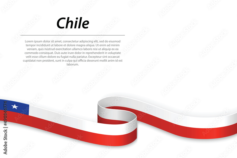 Canvas Prints waving ribbon or banner with flag of chile