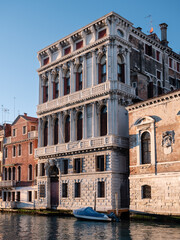 Fototapeta na wymiar Palazzo Flangini Baroque Palace on the Grand Canal of Venice, Italy in the Evening
