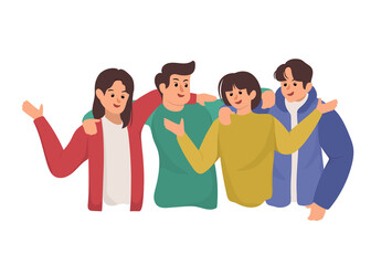 Obraz premium friendship people vector character illustration