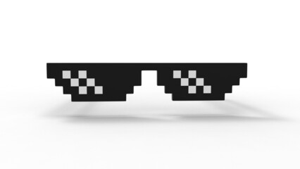 thug life glass front view with shadow 3d render