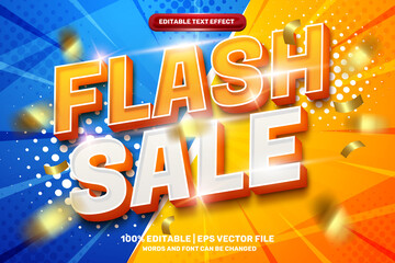 flash sale bold modern 3d editable text effect with halftone comic background