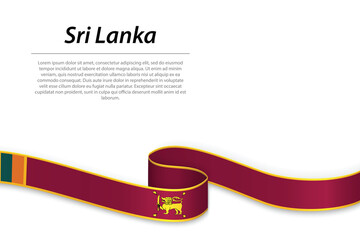 Waving ribbon or banner with flag of Sri Lanka - obrazy, fototapety, plakaty