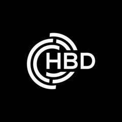 HBD letter logo design on black background. HBD creative initials letter logo concept. HBD letter design.