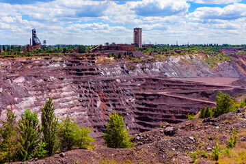 View on iron ore quarry in city Kryvyi Rih, Ukraine