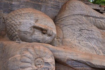 Reclining Buddha statue, Gal Vihara, Polonnaruwa, Sri Lanka