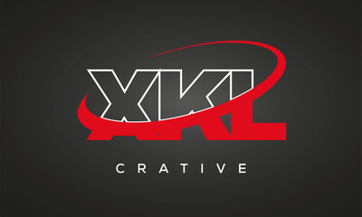 XKL creative letters logo with 360 symbol vector art template design