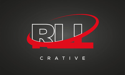 RLL creative letters logo with 360 symbol vector art template design