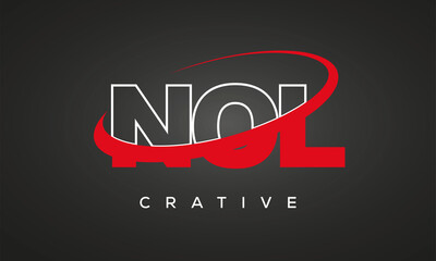 NOL creative letters logo with 360 symbol vector art template design