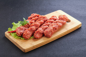 Raw beef kebab minced meat