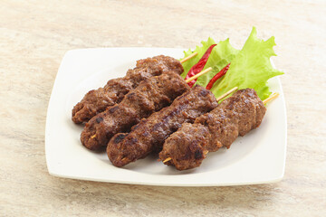 Beef kebab skewer minced meat