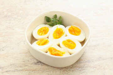 Boiled chicken egg for breakfast