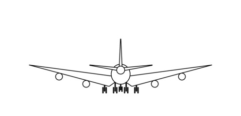 Silhouette of black and white aircraft in the sky, isolated. Illustration