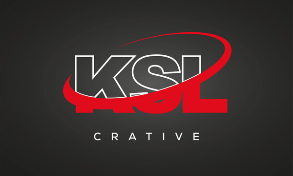 KSL creative letters logo with 360 symbol vector art template design