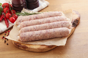 Raw pork sausages for grill