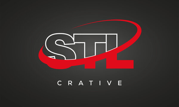 STL creative letters logo with 360 symbol vector art template design