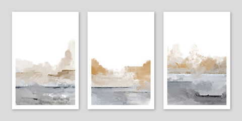 Set of Watercolor Landscape Modern Abstract Wall Decor