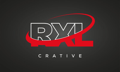 RXL creative letters logo with 360 symbol vector art template design