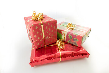 Christmas presents with white background