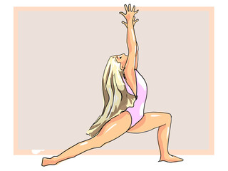 woman in yoga pose, bikini, beautiful, girl, yoga, fitness, sport, athlete, fit, topic, slim, stretch, illustration, woman, figure, slim, naked, funny, illustration, illustration, image, pensona, char
