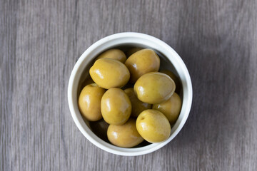 pickled green olives in a bowl